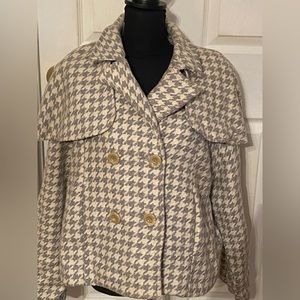 Joseph Israel NWT Women’s Sz 2X Gray Houndstooth Wool  Blend Coat Shawl Lapel
